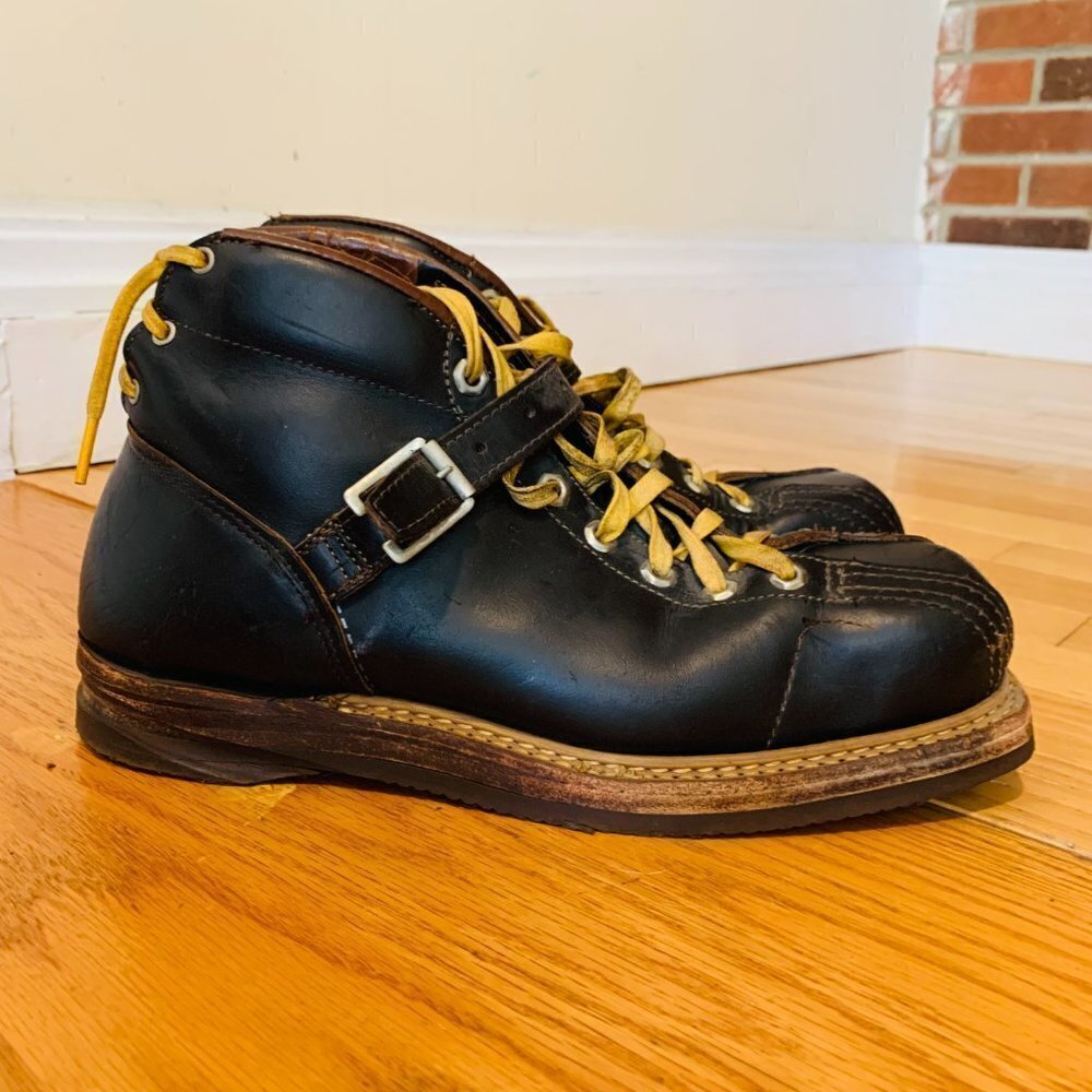 VINTAGE JC Higgins WW2 US Ski Mountain Leather Boots Steampunk - Picture 6 of 16